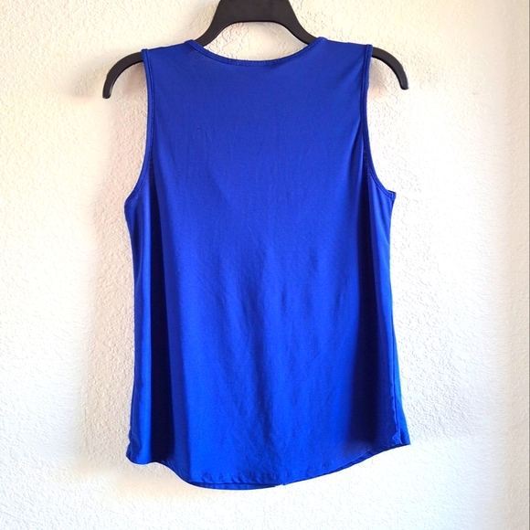 Blue Vneck Ruffle Zip Sleeveless Top Small 🔷️ - Picture 5 of 5